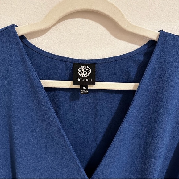 Blue wrap short sleeve dress - Picture 3 of 6